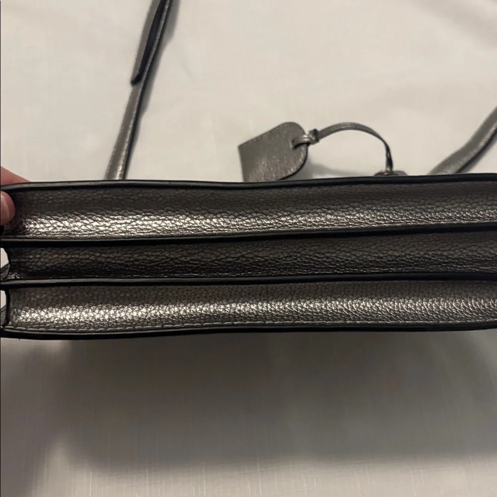 Kate Spade Eva Metallic Silver Crossbody bag pebbled leather medium jewel tone - Picture 3 of 16